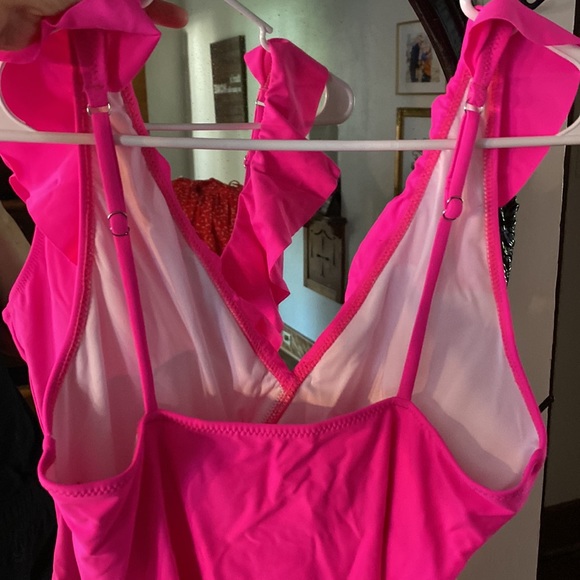 Hot Pink Ruffle Swimsuit - Picture 2 of 4
